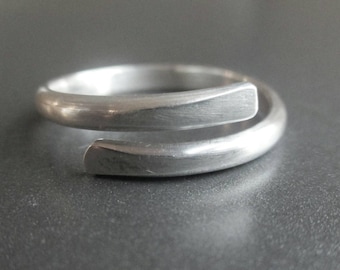 Sterling Silver Wrap-Around Ring, Silver By-Pass Ring