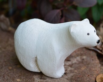 eb2838 Polar Bear Sculpted Sculpture Plaster Stoneware 4.75" x 3" Tall Quite Heavy - Almost 15 oz Before Packaging