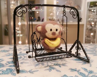 Needle Felted Monkey, Felted Baby Monkey, Felted Miniature Monkey