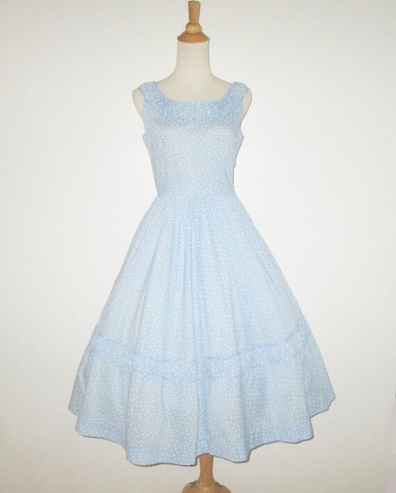 Items similar to Vintage 1950s Blue Floral Dress / 50s Floral Dress ...