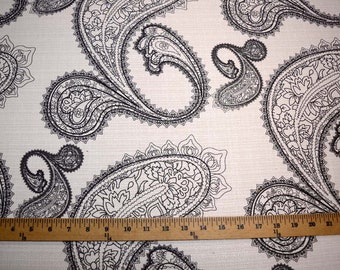 Black White Large Paisley Fabric