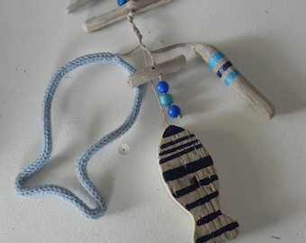 Hanging Driftwood fish and beads