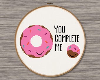 Donut Love - "You Complete Me" - PDF Cross Stitch Pattern