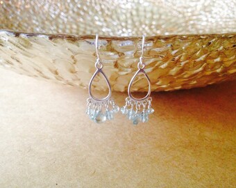 Aquamarine earrings/ chandelier earrings/ gemstone earrings/ birthstone earrings/ aquamarine chandelier earrings/