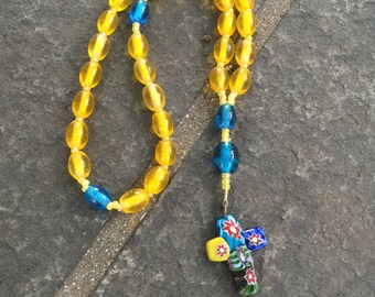 Anglican Rosary Protestant Prayer Beads Episcopal Rosary Devotion Yellow Glass Bead Christian Meditation Prayer Beads Confirmation Gift