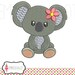 Cute koala embroidery design. Such a cute Australian embroidery design. Aussie embroidery. Girly embroidery. Girl koala design.