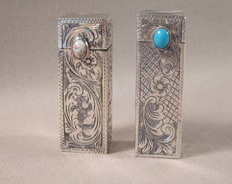 Italian 800 Silver Lipstick Case with Mirror Two Available