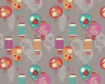 Lanterns on Light Grey A120.2 - MINSHAN - Lewis and Irene - By the Yard