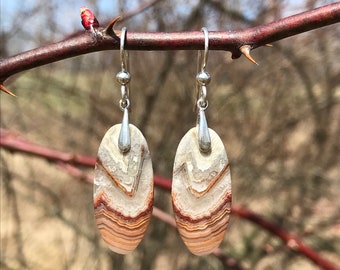 Crazy Lace Agate, sterling silver, earrings