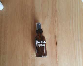 Thieves Spray on the go! 2oz amber glass spray bottle with label