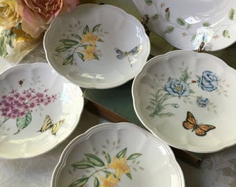 Set of 4 Lenox Butterfly Meadow Party Plates from the fabulous Lenox artist, Louise Le Luyer