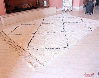 Beni Ourain Rug Moroccan Pure Wool Hand-knotted Large 228 x 152 cm / 7.5ft. x 5ft. (BON13)