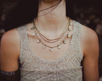 Tribal Beaded Brass Necklace~