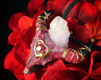 Soulful Intimacy - Spirit Quartz w/ Swarovski Crystal Enlightened Longhorn Necklace
