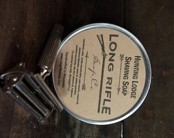 Hunting Lodge Tallow Italian Cream Shaving Soap Puck -tobacco, bay rum, and leather fragrance