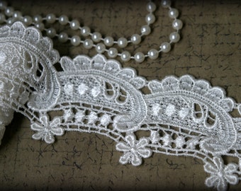 Tresors Ivory Venice Lace Embroidered Guipure Lace Trim LA-065