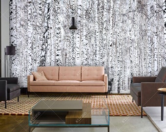 Birch Trees, Nature Wall mural, Wallpaper, Wall décor, Wall decal, Nursery and room décor, Wall art, Canvas print