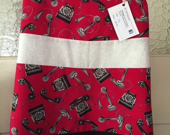 Ladies A-line skirt. Red telephones. Size 12 AU. On Sale, womans gift, old phones, gift for her, red skirt, ladies skirt.