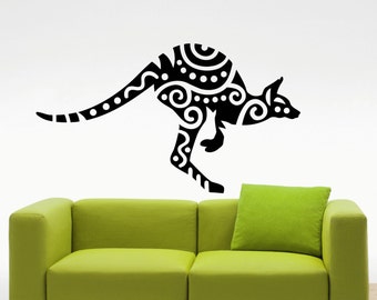 Kangaroo Wall Decal Australian Wild Animal Wallaby Vinyl Sticker Home Interior Kids Room Nursery Art Decoration Mural (213a)