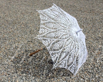Umbrella crochet White, 100% cotton, Wedding Decorations . Royal Wedding .Princess wedding Umbrella for the Princess
