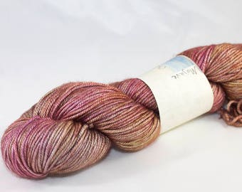 Hand Dyed DK Silk and Merino Wool Yarn, Mojave Colorway, Orange Superwash Merino and Silk DK Weight Yarn
