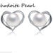 Solid sterling silver earring setting, 925 silver earring blank without pearl, heart pattern, jewelry DIY, gift DIY