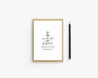 Birthday card, black and white