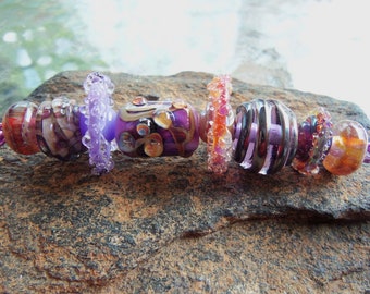 Handmade Lampwork Glass Bead Set - jewelry supplies - Mixed Beads Series - Silverfish Designs