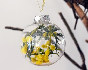 Set of 4 Australian Golden Wattle Christmas Baubles