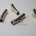 6x30mm Curved Circular Tube with Link, 5mm I.D., Curved Tube Bail, Curved Tube for Leather, 4pc, 16k Gold/Original Rhodium Plated Brass