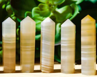 Lighter White Lace Agate Crystal Wand Point, Agate Crystal Quartz, Agate Self-Standing Wand, Reiki healing, Mineral Specimens, Crystal Point