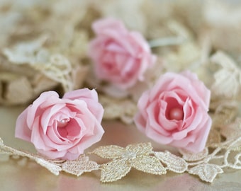 71 Flower pins, Pink rose pins, Wedding hair pins, Bridal hair pins, Wedding barrettes, Hair flower, Wedding hair accessories, Hair clips.