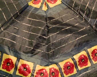 Black Navy Red and Yellow Abstract Floral Upcycled Umbrella Dog Rain Coat