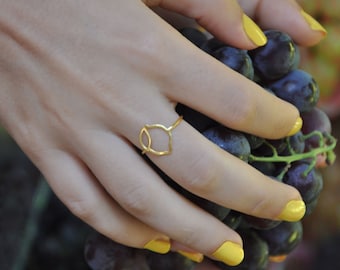 Fruit ring, Dainty ring in 5 fruit charm designs: Lemon / Orange / Apple / Pear / Peach, Minimalist Ring perfect for Ring Stacks, Pinky Ring