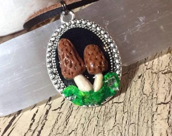 Morel Mushroom Pendant Necklace