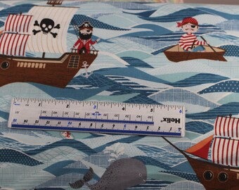 Pirate ships by Makower Patchwork Quiltiing 100% cotton