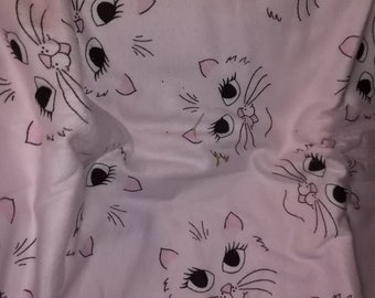 Pink Cat's Face Flannel Fabric