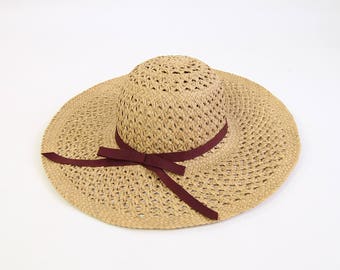 VINTAGE Straw Hat Wide Brim Sun Hat