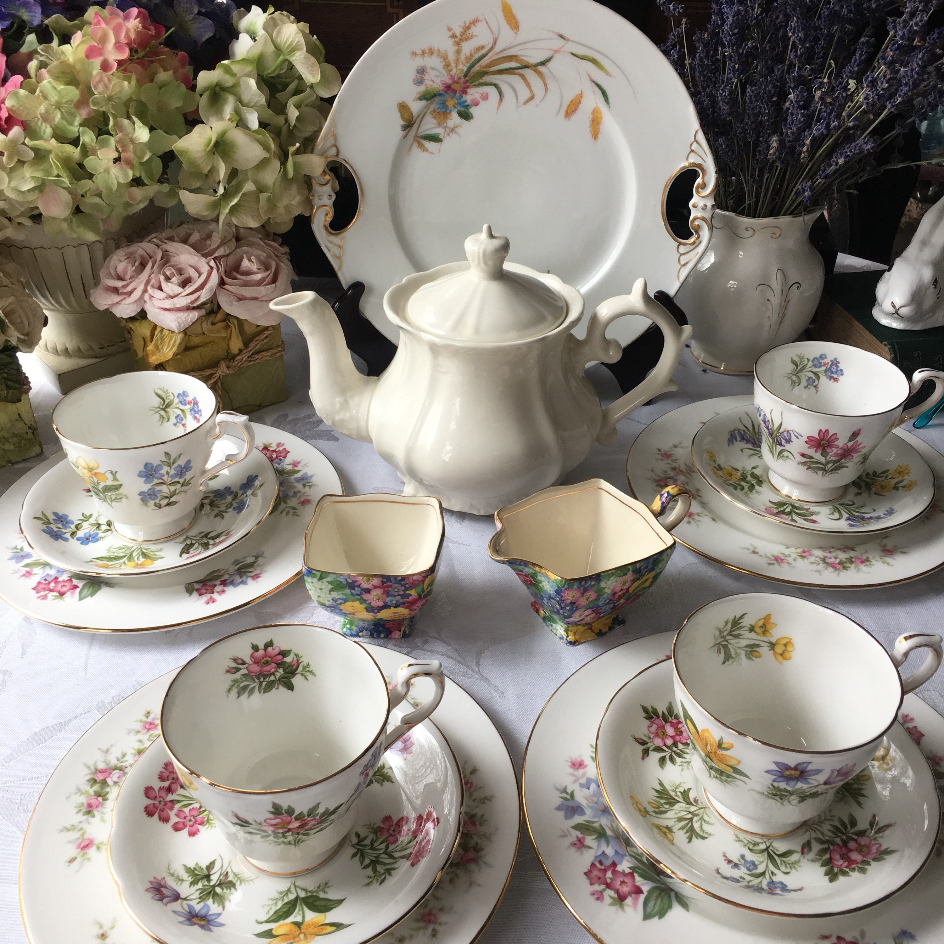 Lovely English Tea Set for 4 Featuring Paragon English
