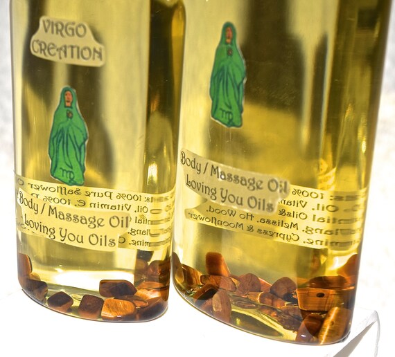 Virgo Creation Body / Massage Oil with Tiger Eye Gemstones