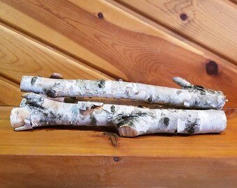 White Birch Logs, 16 Inch Wood Logs, Fireplace Decor, Home Decor, Holiday Decor. Winter Decor