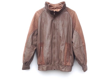 Vintage 80's Bomber Jacket | Taupe | Leather