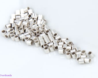 200 Pcs - 2mm 925 STERLING SILVER Crimp Beads, Tubes, Seamless, Polished, 2x2, 1.6x2, 2 Sizes Available, Made in the USA, SF011