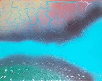 Citron Chrysoprase #1 Crystal Energy Art Abstract Spray Paint 9x12 HEaling Energy Spiritual Painting On Stretched Canvas 22.86 x 30.48 cm