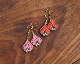 Glass Bead Macrame Drop Earrings