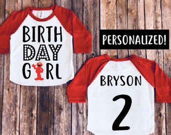Elmo birthday shirt, baby girl birthday, elmo birthday party, elmo theme shirts, personalized birthday shirt, personalized elmo shirt
