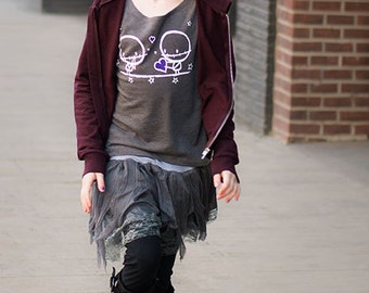 8-10yrs Zombie Love sweater top by Love Rocky the zombie Grey Halloween Heart stars