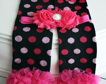 Black Pink Baby Leg Warmers, Baby Girl Leg Warmers, Ruffle Leg Warmers, Infant Leg Warmers, Baby Photo Prop, Leg Warmer Set