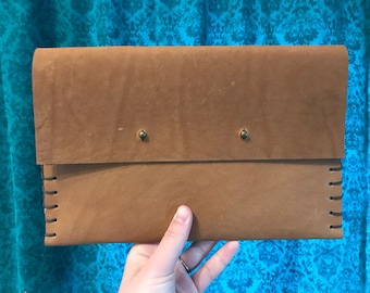 Handmade Leather Clutch Bag in Rich Brown, Made from Topgrain Cowhide