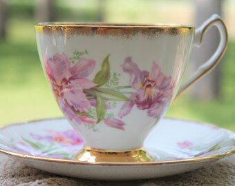 CLARE Bone China Teacup and Saucer Set.